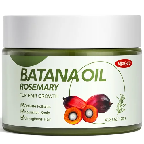 Mixgee Bálsamo de aceite Batana para el crecimiento y grosor del cabello, fórmula natural con batana, aceite de romero y biotina, promueve la salud