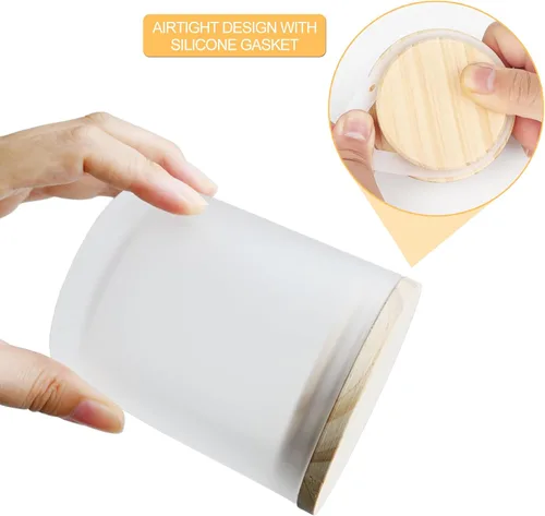 Miniatura 4 de SHOWIN Tarros de vela gruesos de 14 OZ para hacer velas 12 Piezas, tarros vacíos de 3 mechas con tapas de madera para hacer velas, recipiente