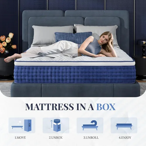 Miniatura 7 de Colchón Twin, Híbrido de Tamaño Twin de 10 Pulgadas en una Caja, Sensación Media de Espuma y Resortes Pocket Individuales, Cama Sin Fibra de Vidrio