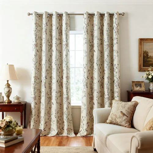VOGOL Cortinas florales para oscurecer la habitación, paneles de ventana con patrón botánico vintage para sala de estar o ventanas pequeñas, tela