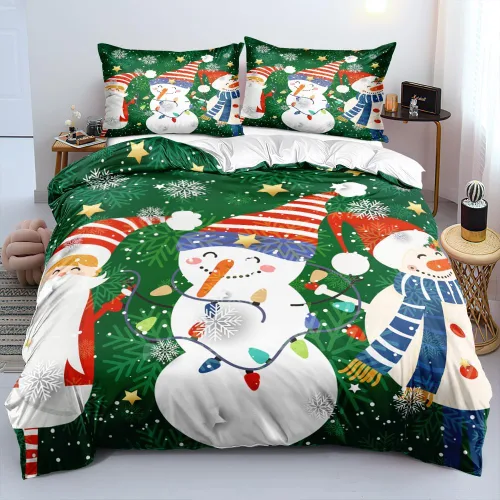 Miniatura 13 de Juego de funda de edredón de Navidad 3D, fundas de edredón y fundas de almohada con patrón de lazo rojo, juegos de ropa de cama de color pulido