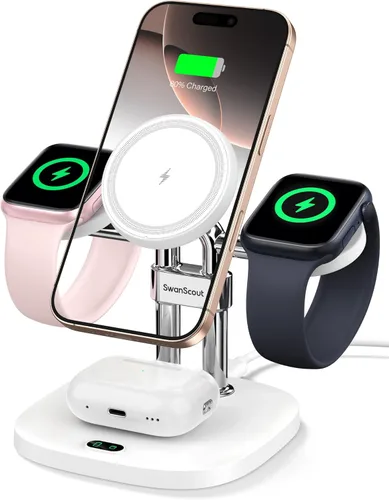 Miniatura 9 de Cargador rápido dual para Apple Watch 11, soporte de cargador inalámbrico magnético para iPhone Air/17 Pro Max/17 Pro/17/16/15/14, estación de carga