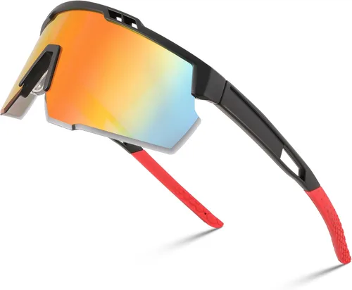 FEISEDY Gafas de sol deportivas para hombres y mujeres, protección UV400, gafas de ciclismo, golf, béisbol, conducción, pesca, B0022 Lente espejada