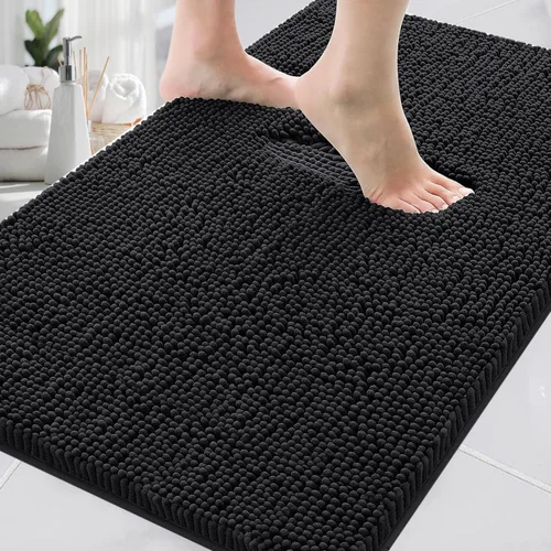 Miniatura 25 de Alfombras de baño en forma de U, alfombras de baño de felpilla súper absorbentes y respaldo antideslizante de PVC fuerte para inodoros, lavables a