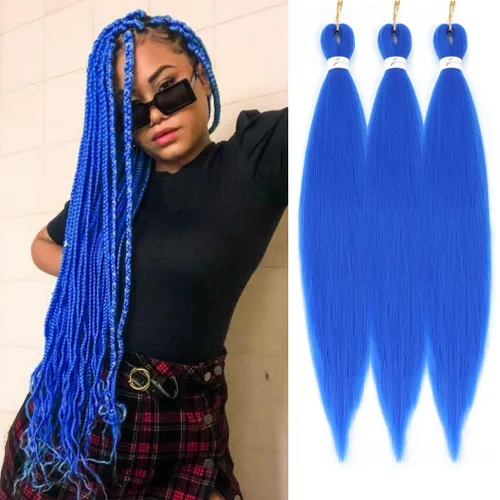 Miniatura 54 de Extensiones de cabello trenzado preestirado colorido, 3 colores, mezcla de cabello trenzado para niñas, 26 pulgadas, 3 paquetes