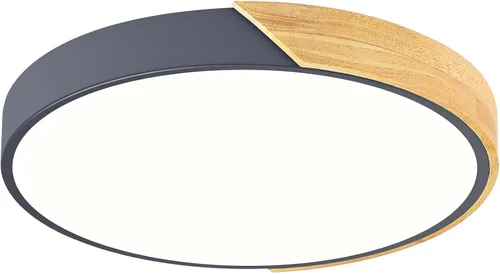 Miniatura 24 de Moderna lámpara de techo de madera regulable, LED minimalista 5CCT 2700K-6000K, lámpara de techo empotrada, lámpara de iluminación redonda para Negro
