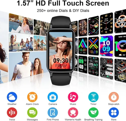 Miniatura 5 de Reloj inteligente para hombres y mujeres (respuesta/hacer llamadas), reloj inteligente 2026 con seguimiento de actividad física de 1.57 pulgadas