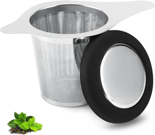 Miniatura 9 de Cesta infusora de té de acero inoxidable, filtro de té con colador pequeño y tapa, difusor de té para té suelto, experiencia superior de preparación