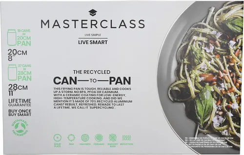 Miniatura 5 de MasterClass - Juego de 2 sartenes antiadherentes ecológicas de cerámica (70% aluminio reciclado, 7.9 in / 11.0 in), color negro