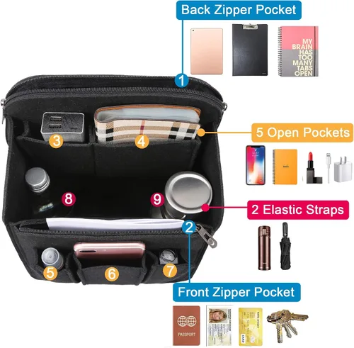 Miniatura 3 de Yoillione Organizador de mochila de fieltro para mujeres y hombres, mochila de viaje grande