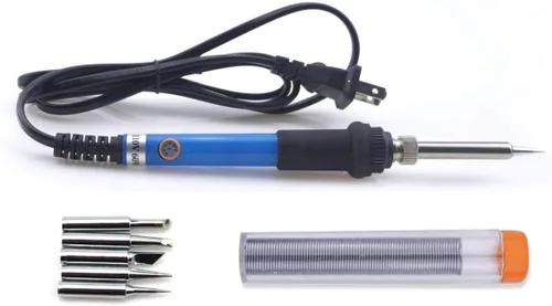 Miniatura 9 de Juego de soldadura eléctrica de 60 W con temperatura ajustable, soldador con 5 puntas diferentes, 1 cable de soldadura de 3/64 pulgadas de diámetro.