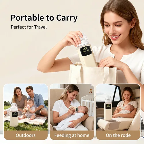Miniatura 2 de Calentador de biberones portátil para leche materna y alimentación de fórmula, calentador de biberón de viaje, leche materna sin agua, batería