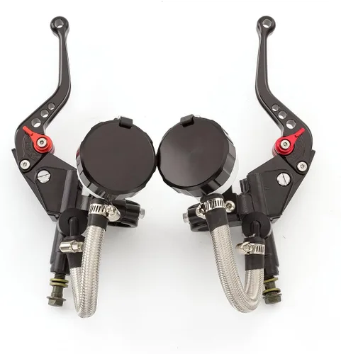 Miniatura 2 de Universal 7/8 "0.866 in motocicleta CNC cilindro maestro doble hidráulico freno embrague palancas kit depósito bomba para 125cc-500cc