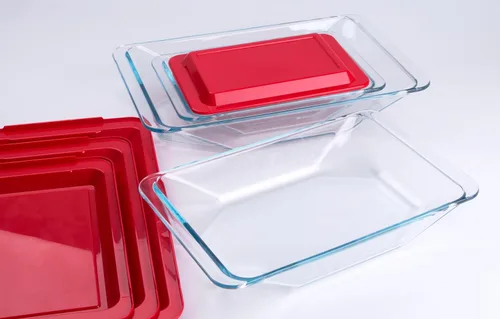 Miniatura 4 de Juego de 8 bandejas de vidrio templado para hornear con tapas sin bisfenol A. Apto para horno, microondas, refrigerador y lavavajillas, 0.8L, 1.5L