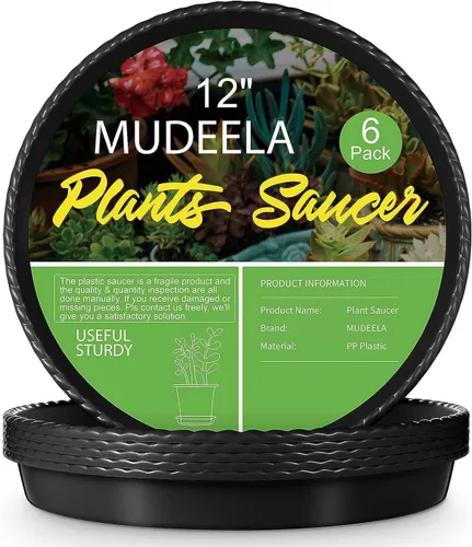 Miniatura 15 de MUDEELA Paquete de 6 platillos para plantas de 8 pulgadas, bandejas de plástico duraderas para interiores, platillo de plástico transparente, hecho