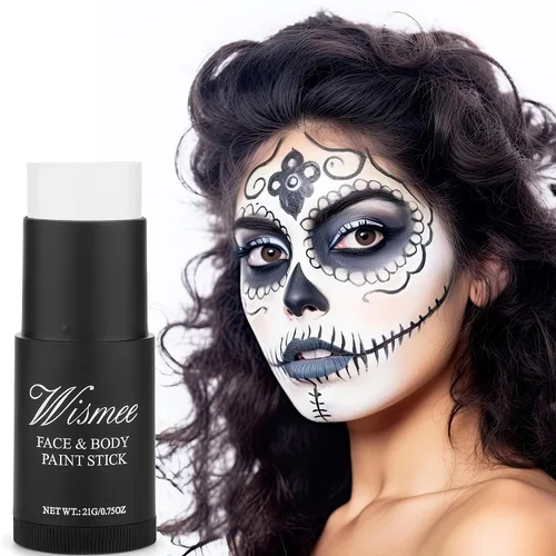 Miniatura 3 de Palo de pintura facial blanca de payaso, cobertura completa, maquillaje de cuerpo blanco para Halloween, cosplay, bromista, zombi, vampiro