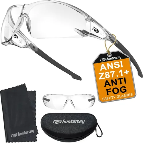 Miniatura 14 de HTS HUNTERSKY ANSI Z87.1 Gafas de seguridad antivaho envolventes transparentes, gafas de laboratorio para pickleball y química con resistencia a