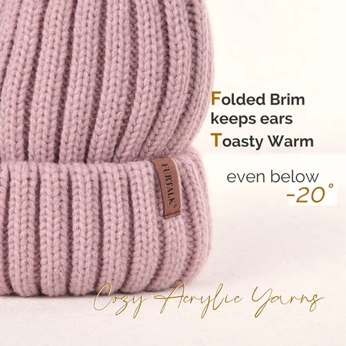 Miniatura 2 de FURTALK - Gorro de punto para el invierno con pompón de piel sintética, cálido, para mujeres