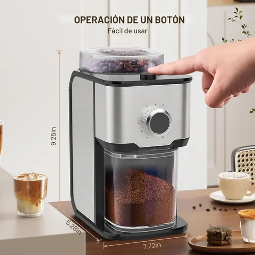 Miniatura 6 de AYCHIRO Molinillo de café con rebabas, molinillo de granos de café eléctrico ajustable con 14 configuraciones de molienda, 2-12 tazas para espresso
