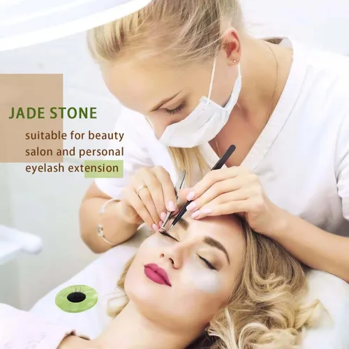 Miniatura 5 de Paleta de pegamento de piedra de jade para extensión de pestañas, soporte para injerto de pestañas redondas, soporte para injerto, paleta