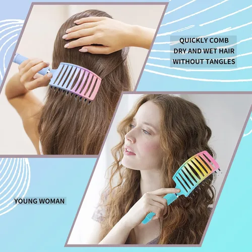 Miniatura 3 de Paquete de 2 cepillos desenredantes para eliminar nudos sin dolor, añade brillo y hace que el cabello sea suave, cepillo desenredante de cerdas