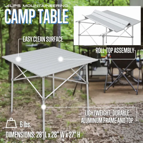 Miniatura 4 de ALPS Mountaineering Mesa de campamento enrollable de aluminio con configuración rápida y almacenamiento compacto Plata - Nuevo