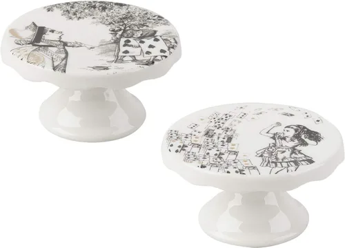 Victoria and Albert Alicia in Wonderland - Juego de 2 pedestales de porcelana para mini tartas
