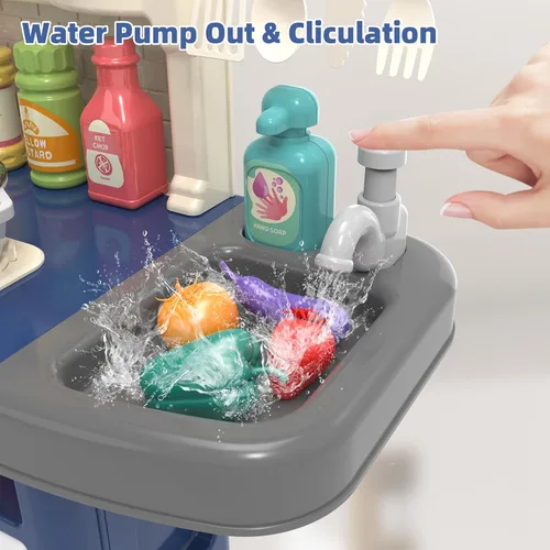 Miniatura 3 de Doloowee Juego de cocina para niños, juguete de cocina para niños pequeños de 3 a 5 años con más de 40 accesorios, juego de cocina de juguete
