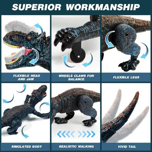 Miniatura 3 de Sunrad Juguetes de dinosaurio a control remoto para niños de 3-5, 4, 7, 8 a 12 años, robot electrónico a control remoto con aerosol, luz y rugido