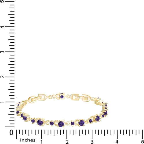 Miniatura 5 de AFFY Pulsera de tenis con forma de hoja de oro amarillo de 14 quilates sobre plata de ley, regalo de San Valentín para ella