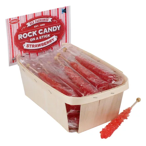 Miniatura 66 de Palitos de caramelo de roca extragrandes: 12 paletas de cereza rosa – envueltas individualmente – Palitos de caramelo de roca de cristal