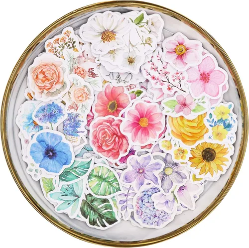 Knaid Juego de calcomanías de flores (360 piezas) calcomanías florales decorativas surtidas para álbumes de recortes, planificador, suministros para
