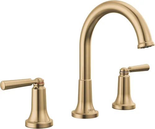Delta Saylor - Grifo de baño de níquel cepillado de 3 agujeros, grifo de fregadero de baño de 8 pulgadas para tocador, ensamblaje de drenaje de