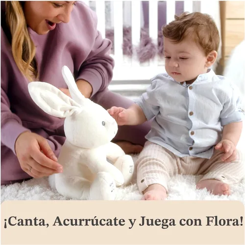 Miniatura 7 de GUND - Baby Flora, el conejo animado de peluche, juguete de animal de peluche que canta para edades de 0 años en adelante, crema, 12 pulgadas
