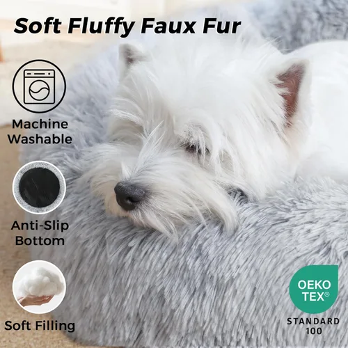 Miniatura 3 de Cama calmante para perros y gatos para gatos de interior, tamaño mediano, lavable, antideslizante, contra la ansiedad, camas tipo dona para perros