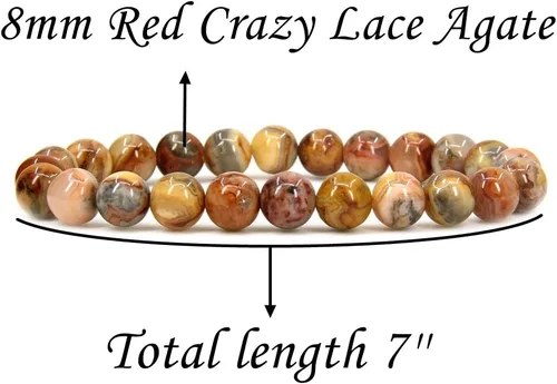 Miniatura 15 de Amandastone Pulsera elástica de cuentas redondas de 0.315 in con piedras preciosas naturales de 7 pulgadas