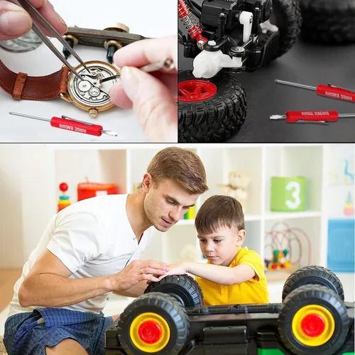 Miniatura 7 de Destornillador de bolsillo de doble extremo y juego ranurado mecánico magnético con clip, mini destornilladores de bolsillo para mecánicos, Rojo