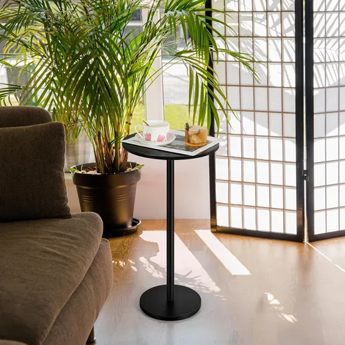 Miniatura 6 de Vrisa Mesa de bebida para espacios pequeños, pedestal redondo, pequeña y moderna, mesa auxiliar de Martini para sala de estar, dormitorio, sofá