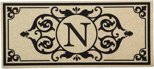 Miniatura 16 de Evergreen Flag Cambridge Monogram Letra A Burlap Sassafras Switch Mat 22" x 10
