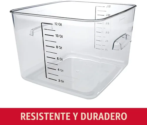 Miniatura 5 de Rubbermaid Commercial Products Contenedor de almacenamiento de alimentos cuadrado para ahorrar espacio 12 cuartos de galón transparente
