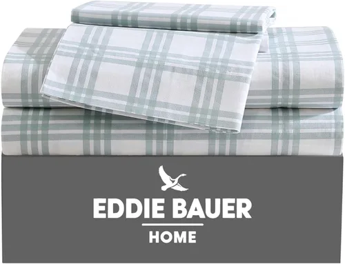 Miniatura 12 de Eddie Bauer - Sábanas tamaño Queen, juego de ropa de cama de percal de algodón, decoración del hogar crujiente y fresca (Canoe Lake Paddle, Queen)