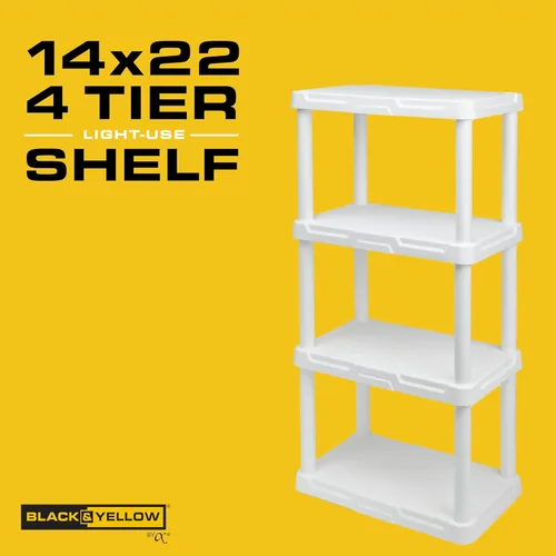 Miniatura 4 de CENTREX CX 4-Tier (48”H x 22”W x 14.25”D) Plastic Storage Shelving Unit (White), Light Duty, 50lbs Per Shelf Capacity, for Indoor Storage and