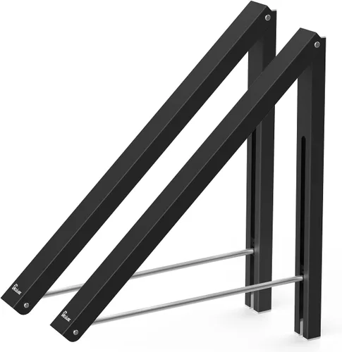 Perchero de Ropa Montado en la Pared para la Lavandería Organizador de Almacenamiento en Aluminio para la Casa, Ahorrador de Espacio, Negro Negro 2