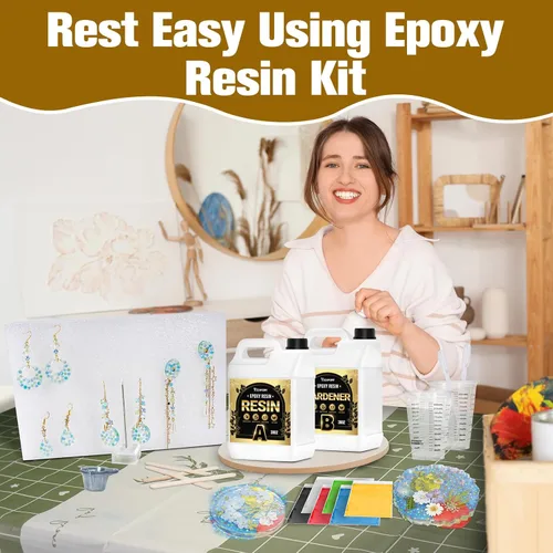 Miniatura 6 de Kit de Resina Epoxi Teexpert: Resina de Fundición de 76OZ Cristal Transparente Amarilla Resistente Autonivelante para Arte, Manualidades DIY