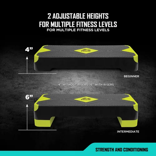 Miniatura 4 de RBX Plataforma de escalón aeróbico con superficie texturizada antideslizante, pasos ajustables de 2 niveles para ejercicio, compacta, ligera, fácil