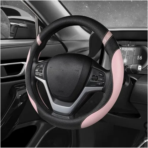 Miniatura 10 de Funda para volante de automóvil, 15 pulgadas, de cuero de alta calidad, transpirable, antideslizante, protector universal para volante cómodo