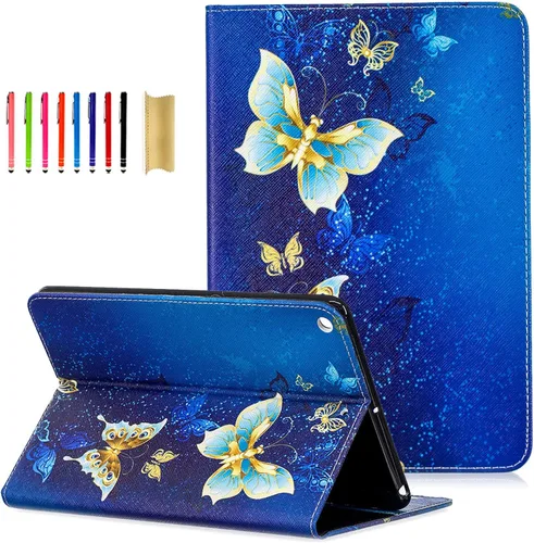 Miniatura 20 de Dteck Funda para iPad mini 5/4/3/2/1 - [Diseño de flores en relieve] Funda tipo folio clásica
