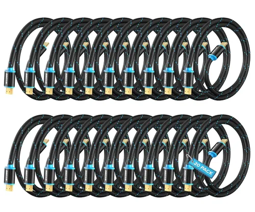 Miniatura 32 de Cable HDMI 4K Ultra HD de 1 pie (paquete de 100) Cable HDMI 2.0 trenzado de nailon, alta velocidad 18Gbps 4K60Hz HDR, 3D, 2160p, 1080p, HDCP 2.2