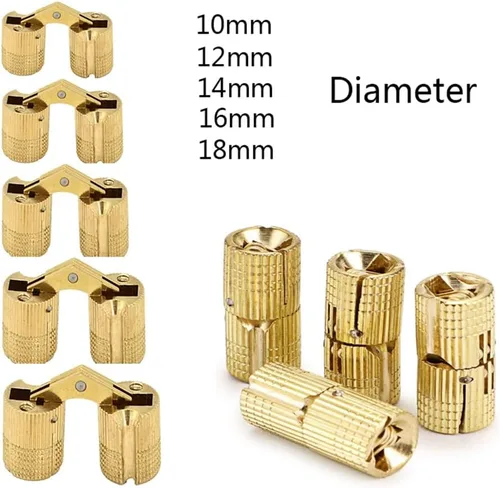 Miniatura 3 de 4 unids/paquete de bisagras ocultas de latón oculto barril caja de madera ángulo de apertura de 180 ° para bricolaje joyero artesanal