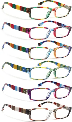 Miniatura 8 de NORPERWIS Paquete de 6 Gafas de Lectura para Mujeres y Hombres, Lectores de Luz Azul, Anteojos de Computadora Antirreflejos con Bisagra de Resorte